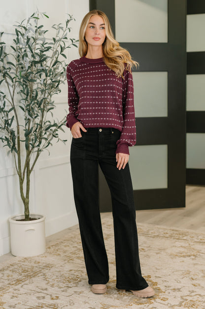 Leaves or Breeze Long Sleeve Knit Top